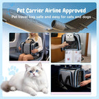 Double Expandable Cat Carrier,Airline Approved Soft-Sided Pet Travel Carrier for Small Dogs Cats under 15 lbs,Waterproof 600D Oxford Fabric with Washable Replacement Liner,Odor-Free & Claw-Proof(Blue)