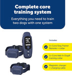 PetSafe Core Dog Trainer with Remote and Add-A-Dog Collar Waterproof Training Collar 1000-Foot Range Tone, Vibration and 15 Levels of Static Built-in LED Light