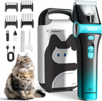 Cat Clippers for Grooming with 5-in-1 Blade Cat Grooming Kit | Cordless Rechargeable Hair Trimmer Detachable Stainless Steel Blade Pet Shaver for Small Kitty Paw Face Head Body