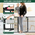 Snagle Paw Metal Freestanding Dog Gate with Door,80” W x 36” H Dog Fence with Support Feet for Doorways, Stairs and Hallways, Portable Pet Gate for Indoor Use (4 Panel, Black)