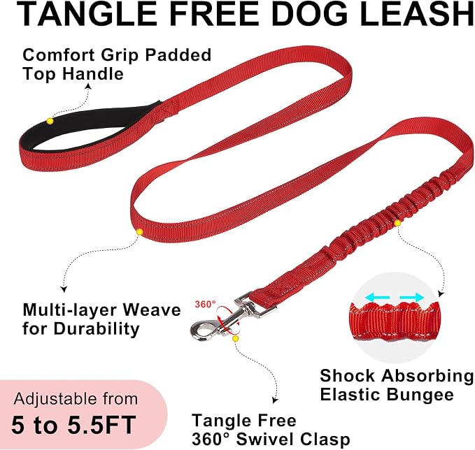 BEAUTYZOO Dog Harness for Large Dogs, No Pull Dog Harness and Leash Set, Soft Escape Proof Puppy Vest Harness with Handle, Reflective Lightweight Step in Harness for Girl Boy Dogs, Red L