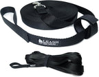 Leash Boss Long Trainer - 1 Inch Nylon Long Dog Training Leash with Storage Strap (15 Ft, Black)