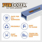 FurDozer Pet Hair Remover & Auto Detailing Tools - Cat & Dog Hair Remover for Carpets, Car Interiors, Couches, Bedding, & Pet Furniture (Purple, X3 MINI - 3.5" Long)