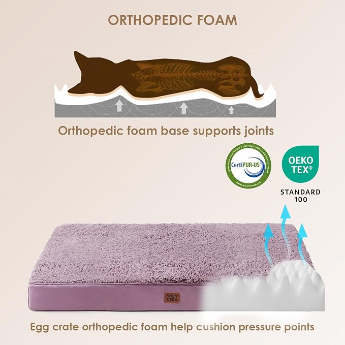 EHEYCIGA Orthopedic Dog Bed Medium with Removable Washable Cover,30x20 | Egg Crate Foam Support,Durable Oxford fabric,Non-Slip Bottom,Machine Washable,Soft Waterproof Plush Pet Bed Mat For Crate