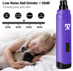 Casfuy Dog Nail Grinder Upgraded - Professional 2-Speed Whisper-Quiet Electric Pet Nail Trimmer Painless Paws Grooming & Smoothing for Small Medium Large Dogs & Cats (Purple)