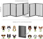 Vantas 120" x 32" Foldable Freestanding Extra Wide Dog Gate with Door,Black | Pet Gate for Stairs and Doorways, Renter Friendly No Drill, Indoor Pet Fence Extra Wide, Easy Storage, With Support Feet
