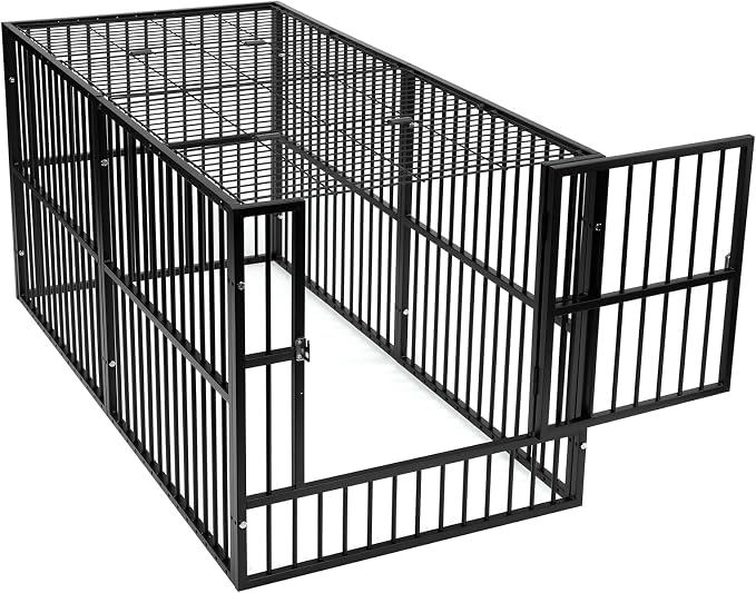 Dog Playpen 32" Height Roof | 25mm Steel Tubes, 40.8 lbs sturdy frame, rubber non-slip feet, indoor outdoor, Small Medium Dogs