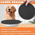 Patelai Stainless Steel Dog Bowls with Silicone Lids for 1.9 Cups Portable Food and Water Dishes for Pets Sealable Containers for 6.3" for Cats & Small Dogs(4 Pcs,Black)