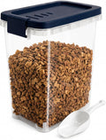 5-10 Lbs Airtight Cat Dog Food Storage Container, 8QT Compact Pet Food Bin | Plastic Food Container with Buckle-Lock Lid & Scoop for Dog, Cat, Bird Seed, Pet Food, Chicken, Dry Food, Rice, Cereal, Flour