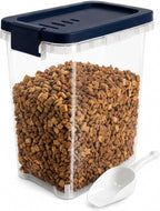 5-10 Lbs Airtight Cat Dog Food Storage Container, 8QT Compact Pet Food Bin | Plastic Food Container with Buckle-Lock Lid & Scoop for Dog, Cat, Bird Seed, Pet Food, Chicken, Dry Food, Rice, Cereal, Flour