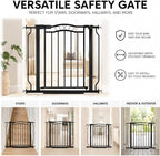 53.1"-62.5" Extra Wide Baby Gate & Dog Gate, Pressure Mounted No Drilling Pet Gate for Doorways & Large Openings, with Walk-Through, Auto-Close & Dual-Direction Swing, Black