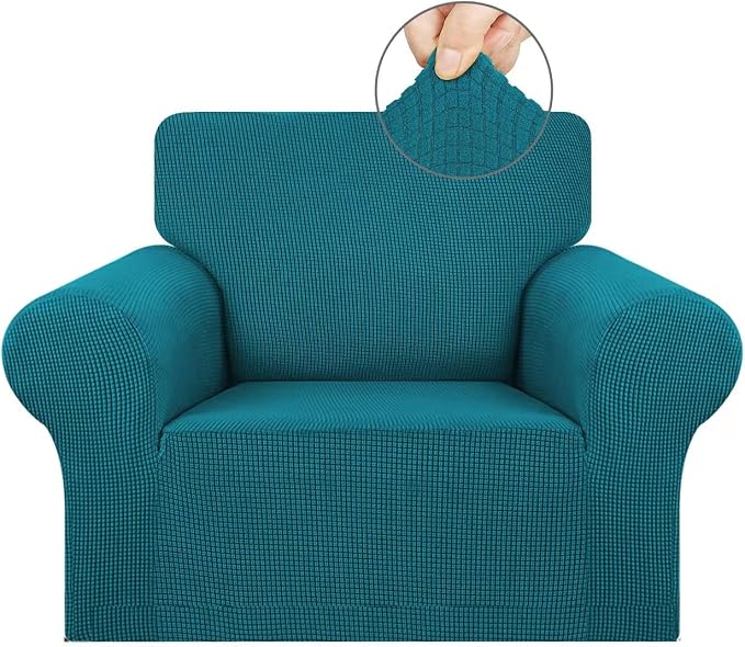 Stretch Chair Sofa Slipcover, Single Couch Cover,Peacock Blue | 1-Piece Washable Sofa Cover,Pet Friendly (31"-55") Furniture Protector Soft Jacquard Elastic Bottom for Dogs & Kids