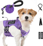 No Pull Tactical Dog Harness Small Sized Dog, Service Dog Vest, S,Purple | Tactical Dog Vest Harness and Leash Set, Adjustable Military Service Dog Harness with Handle for Medium Large Dogs