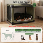 42 x 31 x 31 Inch Collapsible Soft Dog Crate for Dogs Up to 90 lbs, Portable Travel Pet Kennel with 4 Zip Doors, Foldable Indoor Outdoor Crate with Mat, Carry Bag, Green