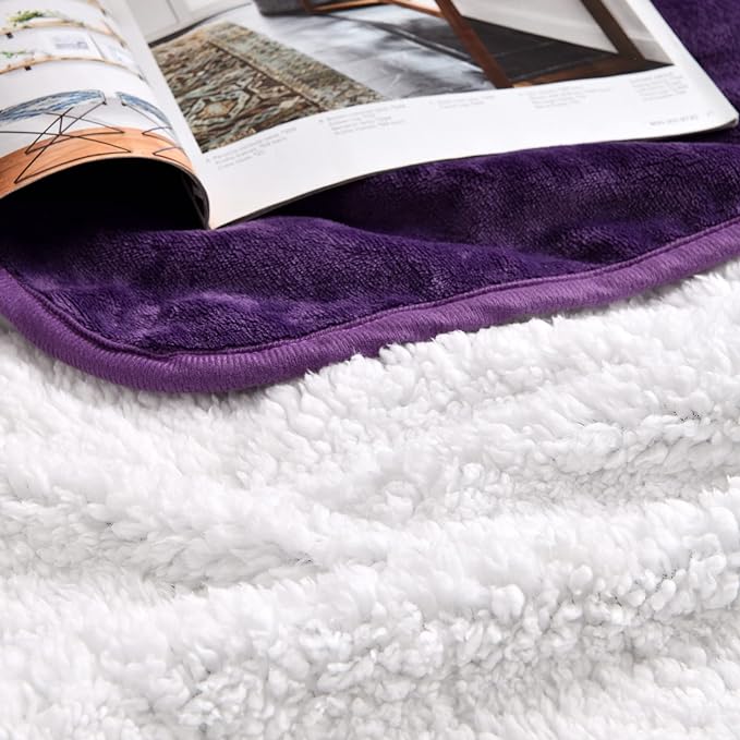 Soft Waterproof Blanket for Bed Couch Sofa, Dark Purple, 60x80inches | Liquid Pee Proof Pet Blanket for Dog Puppy Cat, Reversible Sherpa Fleece Blanket for Couch Cover, Furniture Protector