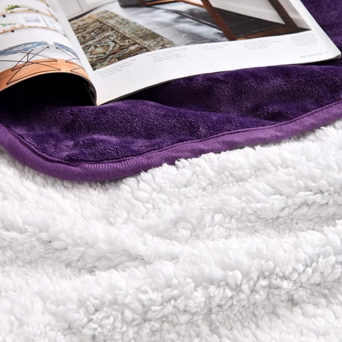 Soft Waterproof Blanket for Bed Couch Sofa, Dark Purple, 30x40inches | Liquid Pee Proof Pet Blanket for Dog Puppy Cat, Reversible Sherpa Fleece Blanket for Couch Cover, Furniture Protector