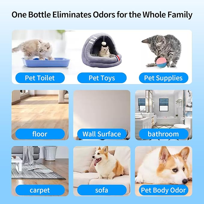 Pet Odor Eliminator Spray, for Cat & Dog Deodorizer, 16.9 fl.oz | Cat & Dog Deodorizer, Safe and non irritating, Removes Odors from Pet Secretions, Feces, Urine, For Furniture & Pet Supplies
