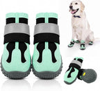 Dog Shoes for Hot Pavement,Non-Slip Breathable Mesh Dog Boots with Reflective Adjustable Straps,Waterproof Paw Protectors for Small Medium Large Dogs,Summer Hiking Walking,4#,Green