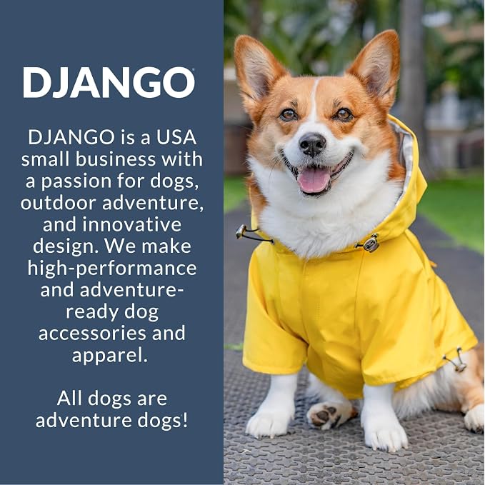 DJANGO Highland Dog Jacket & Raincoat – Water-Repellent, Lined Dog Coat with Hood, Adjustable Fit & Harness Hole – Lightweight Rain & Wind Jacket for Small & Medium Dogs up to 30 lbs (Pink, X-Small)