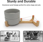 MateeyLife Ceramic Dog and Cat Bowls with Stand, 2-Pack Food and Water Bowl Set - Non-Slip Pet Bowls for Cats,Puppies and Small Dogs, 13.5OZ（Grey）