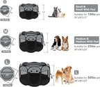 Siedihit Playpen for Middle Dog Cat, Dogs Tent Crate Cage Indoor | Outdoor, Portable Pop Up Dog Kennel with Carrying Bag for Rabbits (Dark Grey with Pad, Medium)