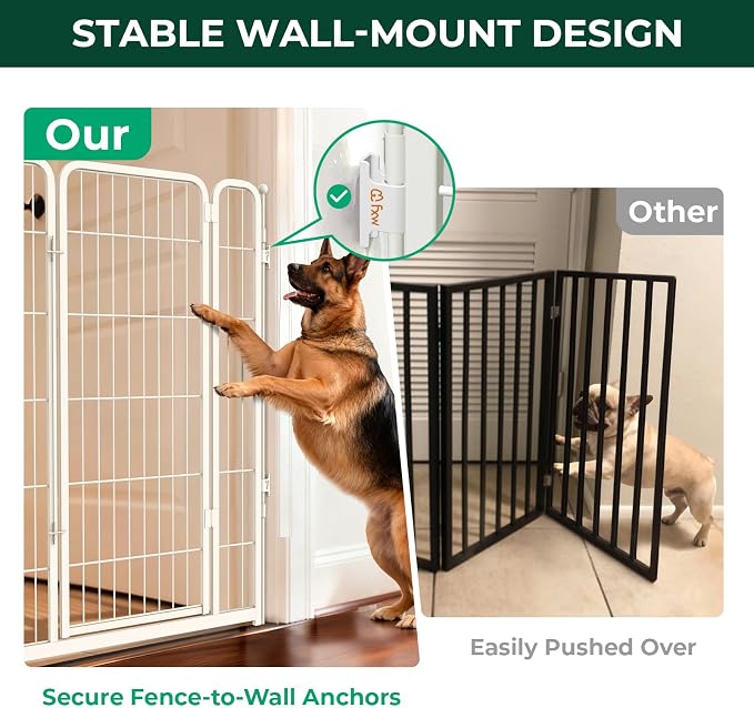 FXW Dog Gate, Extra Wide Adjustable for Openings Up to 83", 45" H | Flexible Space Control, Easy Walk-Through Access, 2 Panels + 1 Gate, For Large Dogs, Garage Use