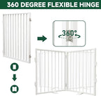 Snagle Paw Full Metal Freestanding Dog Gate,Indoor Pet Gate with Floor Protect Support Feet, 40x32 Inches Foldable Dog Fence for Stairs, Hallways and Doorways (32'' H 2 Panel, White