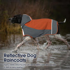 IECOii Hooded Dog Raincoat,Reflective Large Dog Rain Poncho,Ensure Safety in Low - Light Conditions, Adjustable Fit with Magic Sticker,Lightweight Waterproof Pet Rain Coat,Orange,XXL