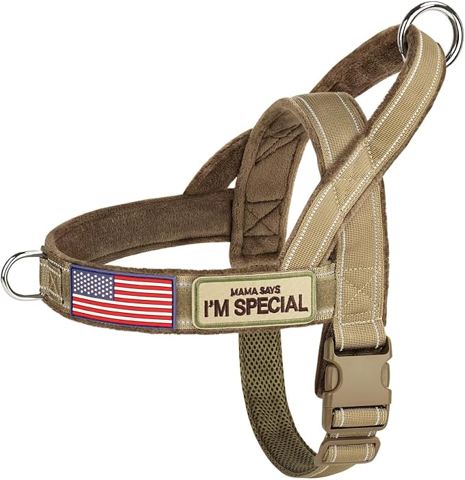 Forestpaw No Pull Dog Harness with Large Handle,Comfortable,L,Brown | Adjustable Fits Chest 26-31",50-80 lbs,Slip On,Quick Release,Easy Control,Soft Padded,for Medium Large Dogs Walking Training
