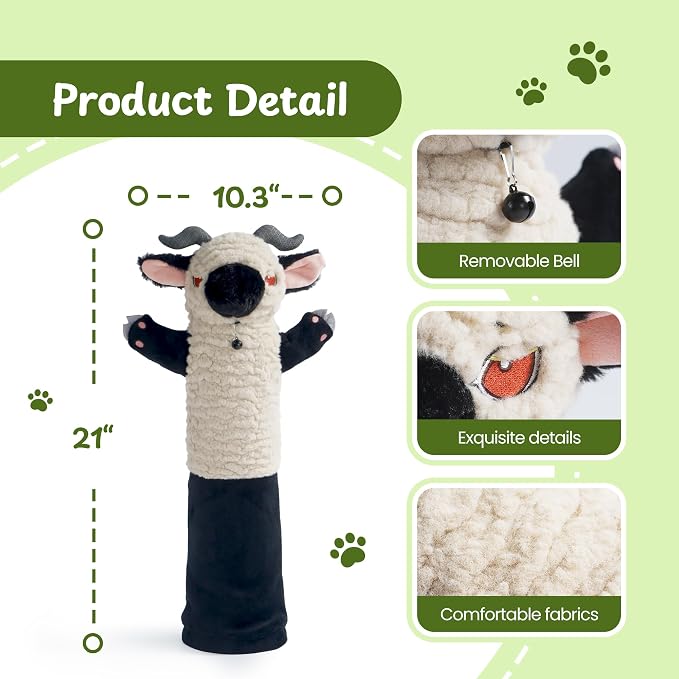 Cat Wrestling Glove, 22 inch Cat Puppet Wrestler with 3 Catnip Pouches & 3 Layer Resistant Protection, Interactive Cat Toy with Removable Bell for Boredom Relief & Mental Stimulation, Goat