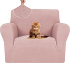 MAXIJIN Chair Covers for Living Room 1 Piece Stretch Sofa Chair Slipcovers with Arms (31"-46") Furniture Protector for Dog Pet Couch Armchair Cover (Chair, Diamond Pattern Dusty Pink)