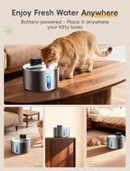 Stainless Steel Cat Water Fountain, Cordless Fountain for Cat & Dogs Indoor | 135fl.oz/4L Capacity, 4000mAh Battery, ultra-quiet