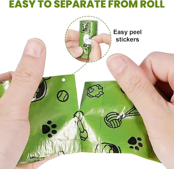 Thick Dog Poop Bags Rolls - Grab'n'Go, Hands Stay Clean! - 420PCS Scented | Odor Control Doggie Poop Bags 13 x 9 in for All Breeds - with 2 Dispensers for Daily Walks Outdoor Cleanup (Green)