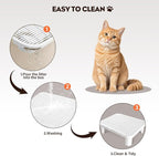 Cat Step Ramp Adjustable Litter Box Step with Filter Function, White | Elevated Double Layer Litter Box Ramp for Kitten & Old Cats, Easy Cleaning Litter Box Step Stool for Automatic Cat Litter Box