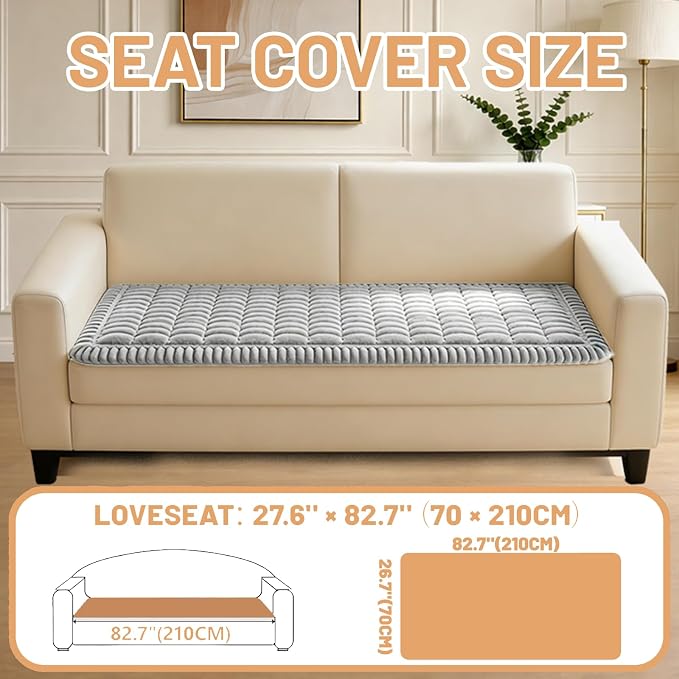 Waterproof Couch Cover for Dogs Washable,Nonslip Fuzzy Durable Pet Friendly | Soft Slipcovers for 3 Cushion Sofa Cover,Plush Thick Protector Fits Mat Bed Leather & Fabric Couches (Light Grey 27.6"x82.7")