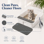 2 Pack Small Cat Litter Box with Mat & Scoop, Open Top High Sides | 2 Pack Small Cat Litter Boxes with Mat & Scoop, Open Top High Sides Low Entry, Easy Clean for Kittens & Small Cats