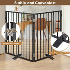 Full Metal Freestanding Dog Gates 2 Panels 32" Tall Up to 48" Wide | Heavy Duty Dog Fence for Indoor & Outdoor, Free Standing Dog Gate No Drilling Pet Barrier for Doorways, Stairs, Deck,Yard