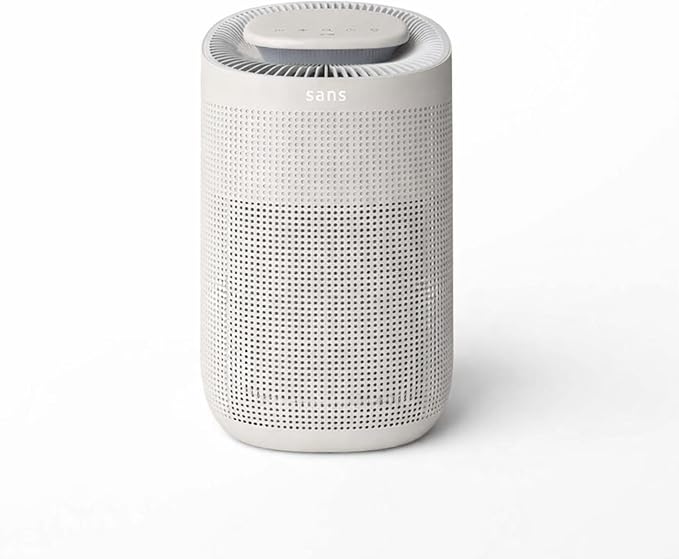 Sans Air Purifier Mini for Large Rooms (Up to 490 Sq Ft) True HEPA & | Activated Carbon Filter for Allergies, Pets, Dust, and Odors | Quiet 25dB Operation with UV-C Light & Lights-Out Mode (Sand)