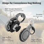 16ft Retractable Dog Leash for Medium Dogs up to 66 lbs, Gray | Heavy-duty nylon tape, tangle-free 360 for medium dogs up to 66 lbs. Built-in waste bag dispenser, one-hand brake & lock.