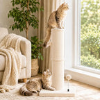 Carpet Cat Scratching Post Heavy Duty for Indoor Large Cats,Beige | Thick Scratch Post for Adult Cats | Carpeted Cat Tree Tower | Tall Cat Scratcher| Couch Furniture Protector| Interactive Toys