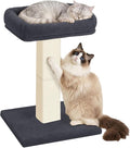 Cat Scratching Post with Plush Perch for Indoor Cats, 32 Inch | Removable & Washable Cover, Sisal Scratcher With a Large Bed, Heavy Duty Post for Cat Adults to Protect Furniture, Dark Grey