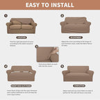 Easy-Going 100% Waterproof Chair Couch Cover, Stretch Jacquard Sofa Cover | Dual Waterproof Sofa Slipcover, Leakproof Furniture Protector for Kids, Pets, Dog and Cat (Chair, Camel)
