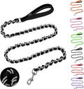 HOMIMP Chew Proof Dog Leash for Medium Large Dogs, Reflective 6 FT Heavy Duty Metal Chain Dog Leashes with Soft Padded Handle, Anti Bite Durable Rope Leashes for Pitbull, Non Chewable
