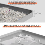 Bulkniu Silicone Cat Litter Mat, 24"x16", Raised Edge Waterproof, Grey | Litter Trapping & Recycling, Easy to Clean, Non-Slip, Durable Safe & Odorless, Paw Friendly