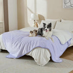 Soft Waterproof Blanket for Bed Couch Sofa, Lilac, 50x60 inches | Liquid Pee Proof Pet Blanket for Dog Puppy Cat, Reversible Sherpa Fleece Blanket for Couch Cover, Furniture Protector