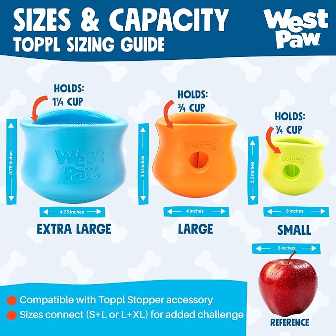 WEST PAW Zogoflex Toppl Interactive Treat Dispensing Puzzle Dog Toy for Mental Stimulation & Enrichment-Holds Kibble & Treats-Lickable, Freezable & Dishwasher Safe-Made in USA-Large-Cardinal Red