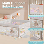 Hiaksedt Baby Playpen with Mat and Ocean Balls 50 x 50 inch | Small Playpen for Babies and Toddlers Baby Fence Playards
