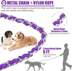HOMIMP Chew Proof Dog Leash for Medium Large Dogs, Reflective 6 FT Heavy Duty Metal Chain Dog Leashes with Soft Padded Handle, Anti Bite Durable Rope Leashes for Pitbull, Non Chewable