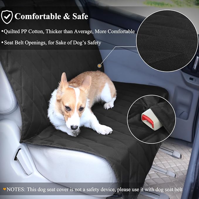 VIVAGLORY Dog Seat Cover Pet Seat Protector, Large, Black | Backseat Cover for Car Suv & Truck, Back Rear Backseat Bench Protector