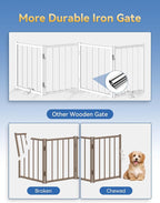 BFNN Small Dog Gate Indoor, Up to 72" W Freestanding Pet/Puppy Fence, White | Flexible Space Control | Chewproof Steel Frame | 16.5" Step-Over Gate | Foldable | Drill-Free Setup | For Stairs & Doorways